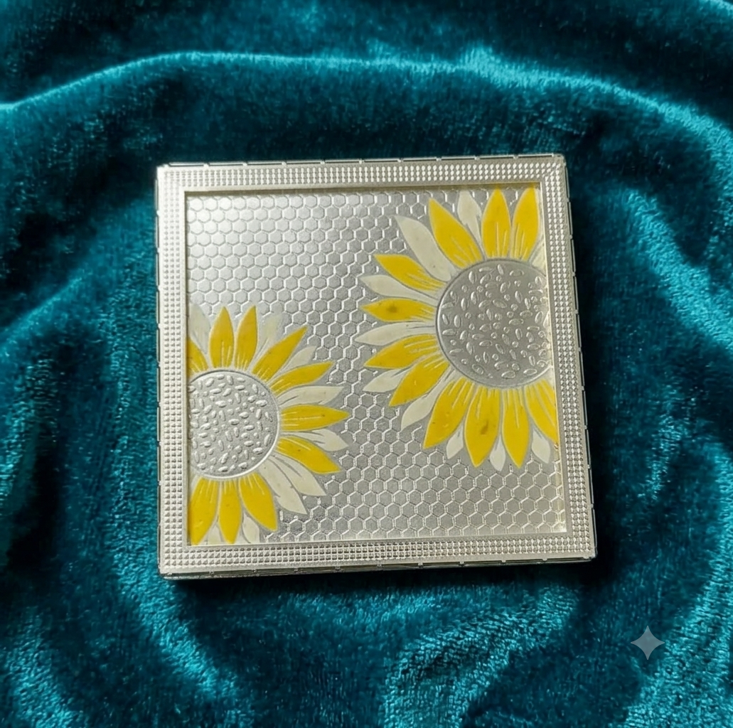 Yellow Sunflower Silver Coaster