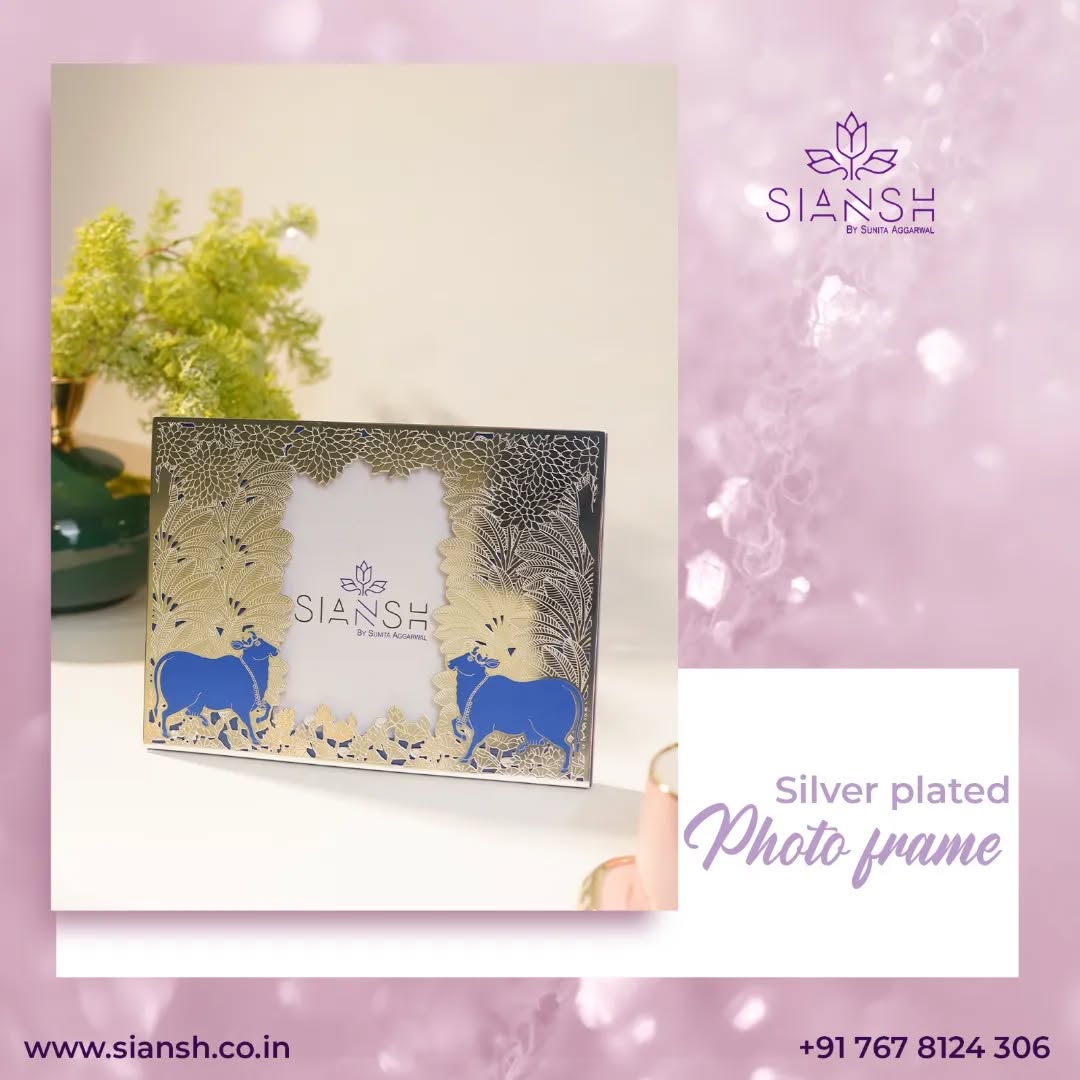 Intricate enameled Cow Design photo Frame