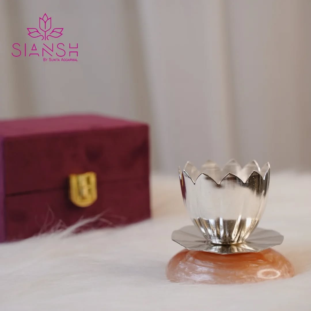 Silver-Plated Lotus Diya – A Symbol of Divine Illumination
