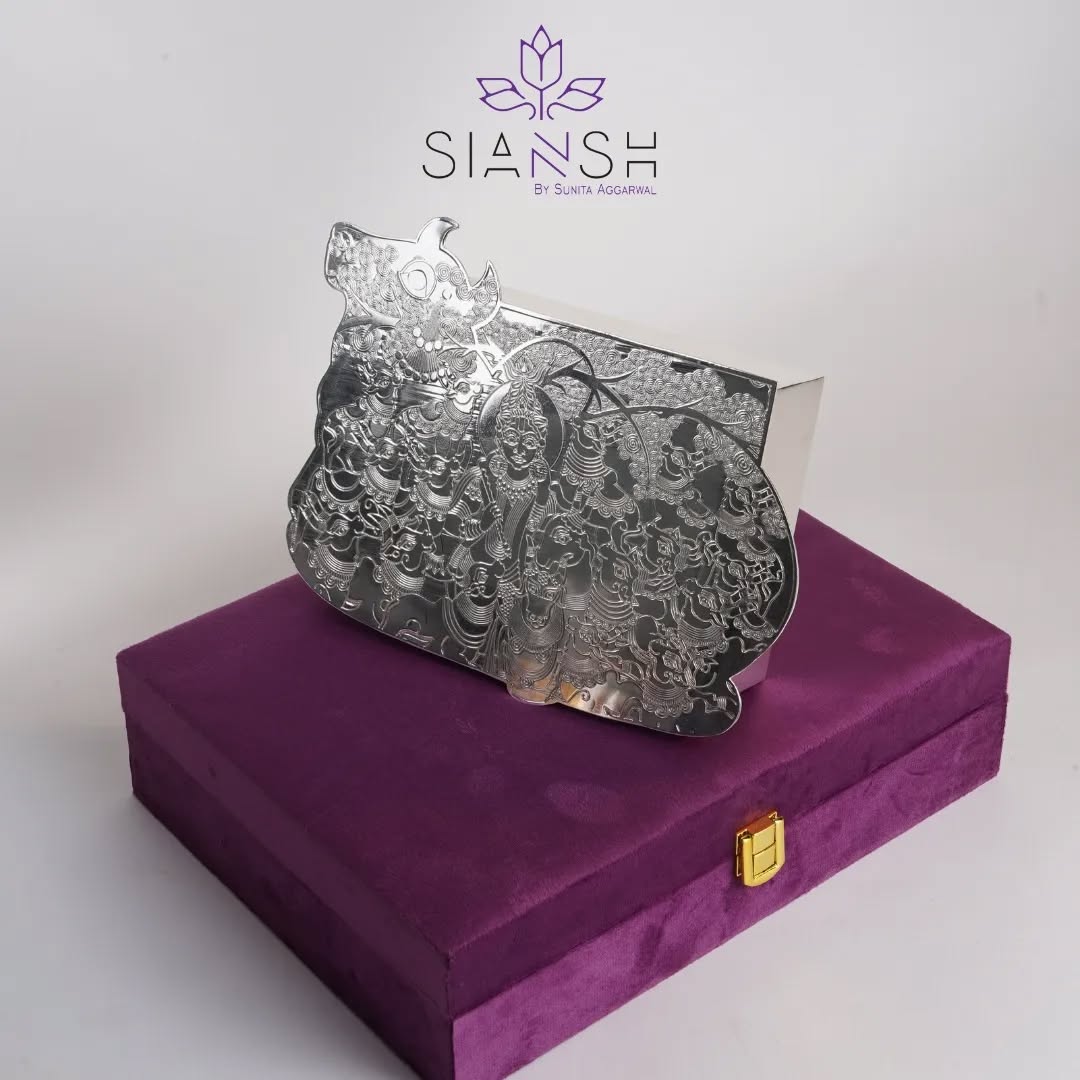 Full Brass silver Plated Cow shape box