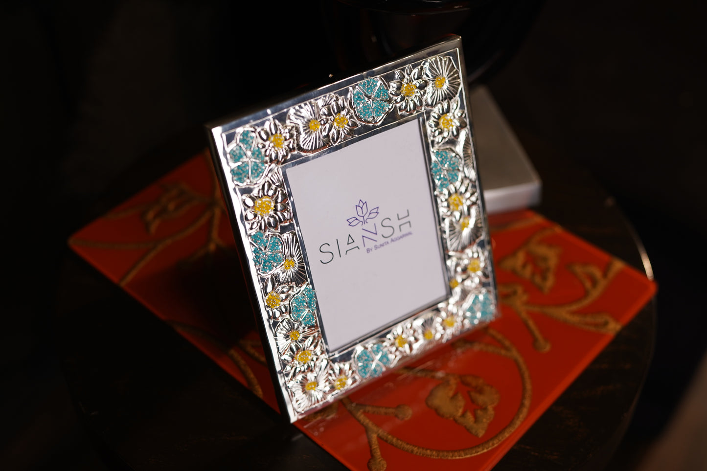 Silver Plated Photo Frame With Stone