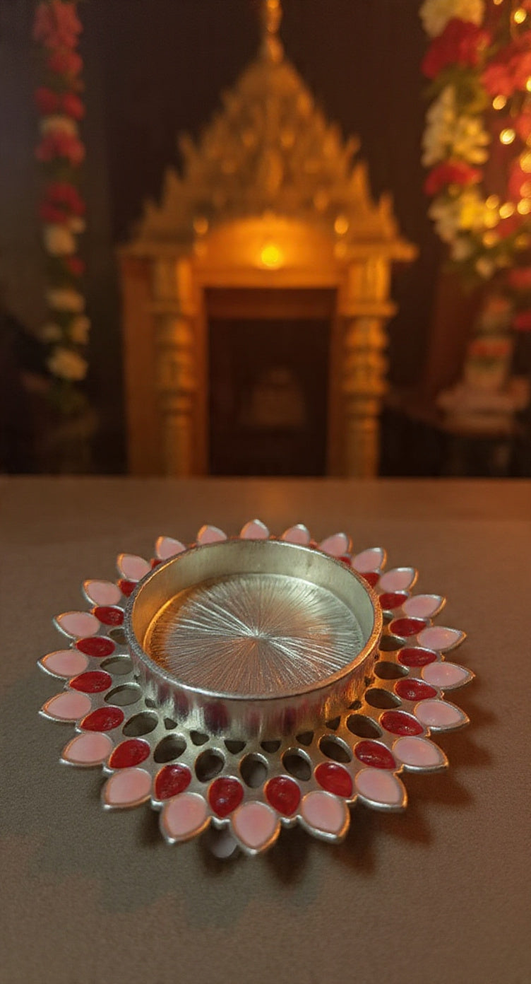 Pink & Red Lotus Tealight Holder