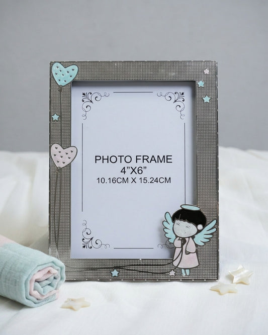 Silver Plated Angel Baby Photo Frame (4"x6")