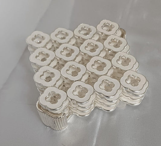 White Clover Square Silver Coaster Set - 4 Pcs