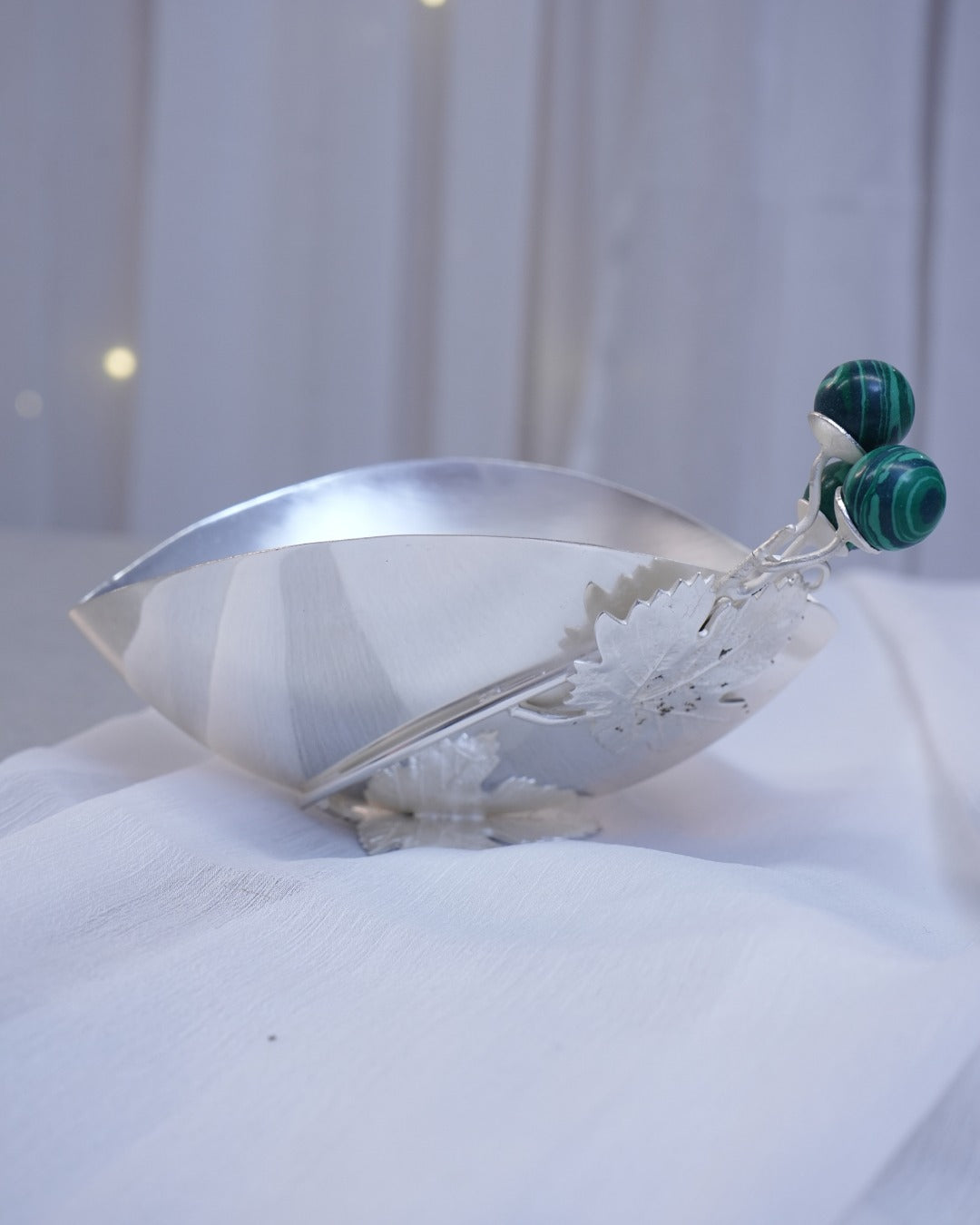 Luxury Silver-Plated Leaf Maple Boat Shaped Bowl