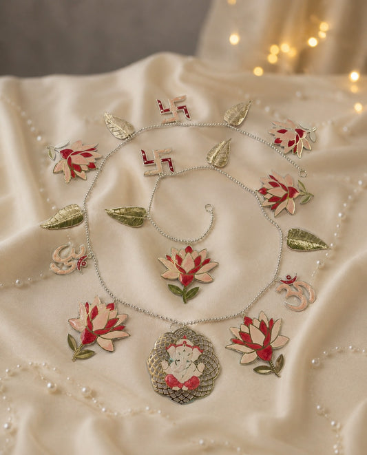 Auspicious Lotus & Ganesh Enamel Bandhanwar