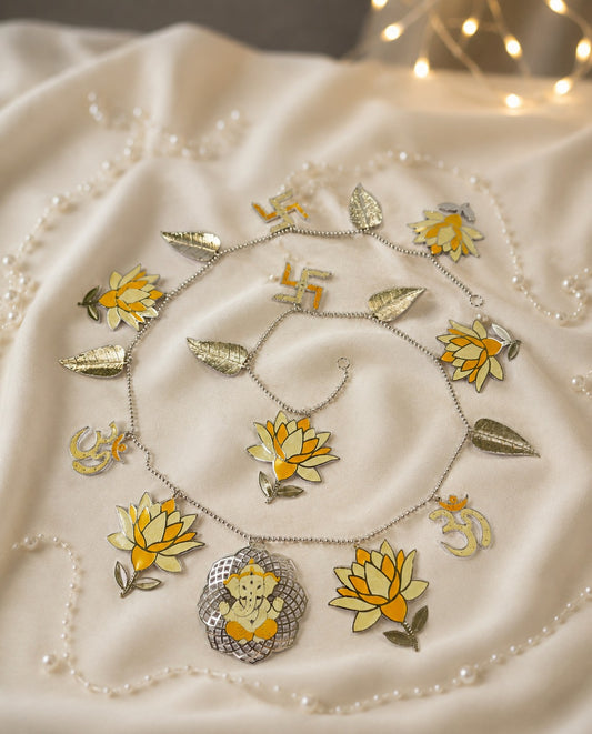 Sunlit Lotus & Ganesh Enamel Bandhanwar