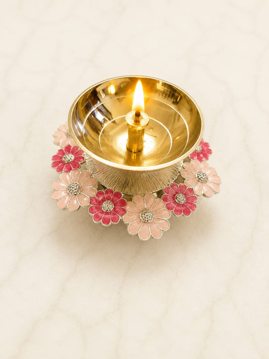 Pink and Peach Bloom Floral Diya