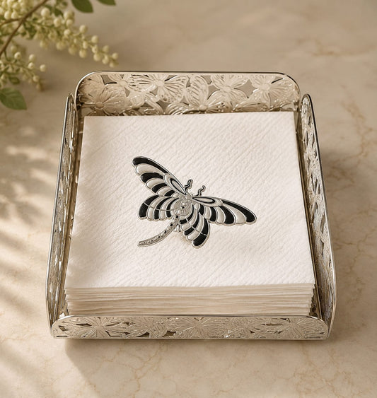 Silver Butterfly & Dragonfly Tissue Paper Holder