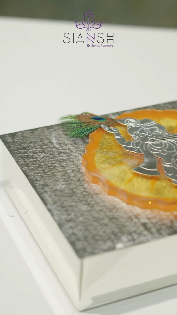 Brass silver Plated Krishna Box