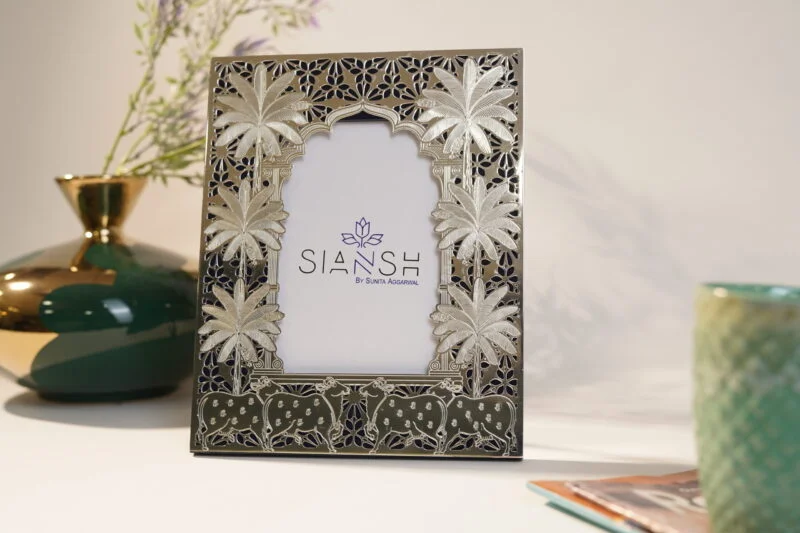 Silver Plated Photo Frame with Pichwai Design