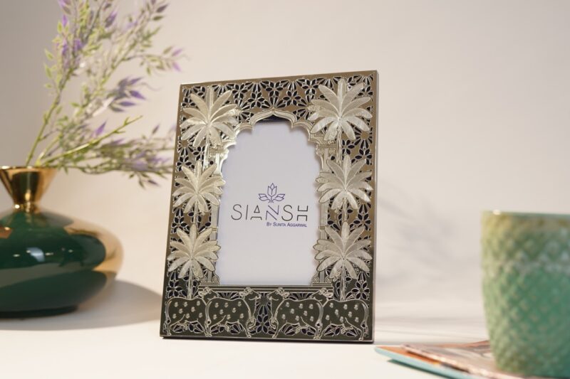 Silver Plated Photo Frame with Pichwai Design