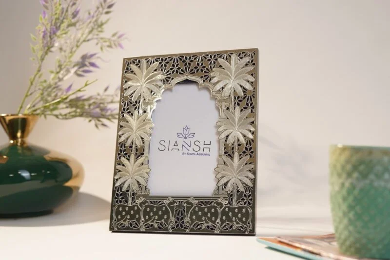 Silver Plated Photo Frame with Pichwai Design