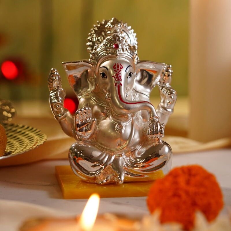 Image 2: Silver Plated Small Ganesha Idol